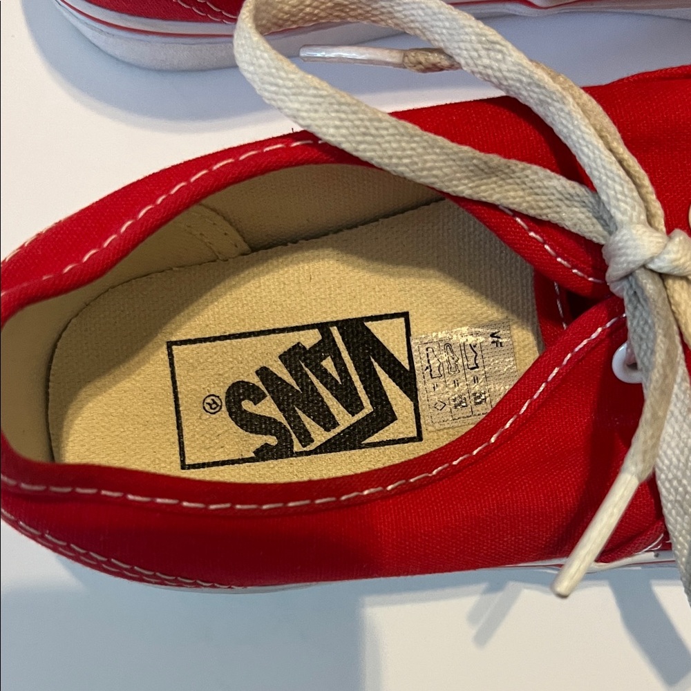 Vans Bold Red Canvas Shoes M5 W6 - Picture 2 of 6